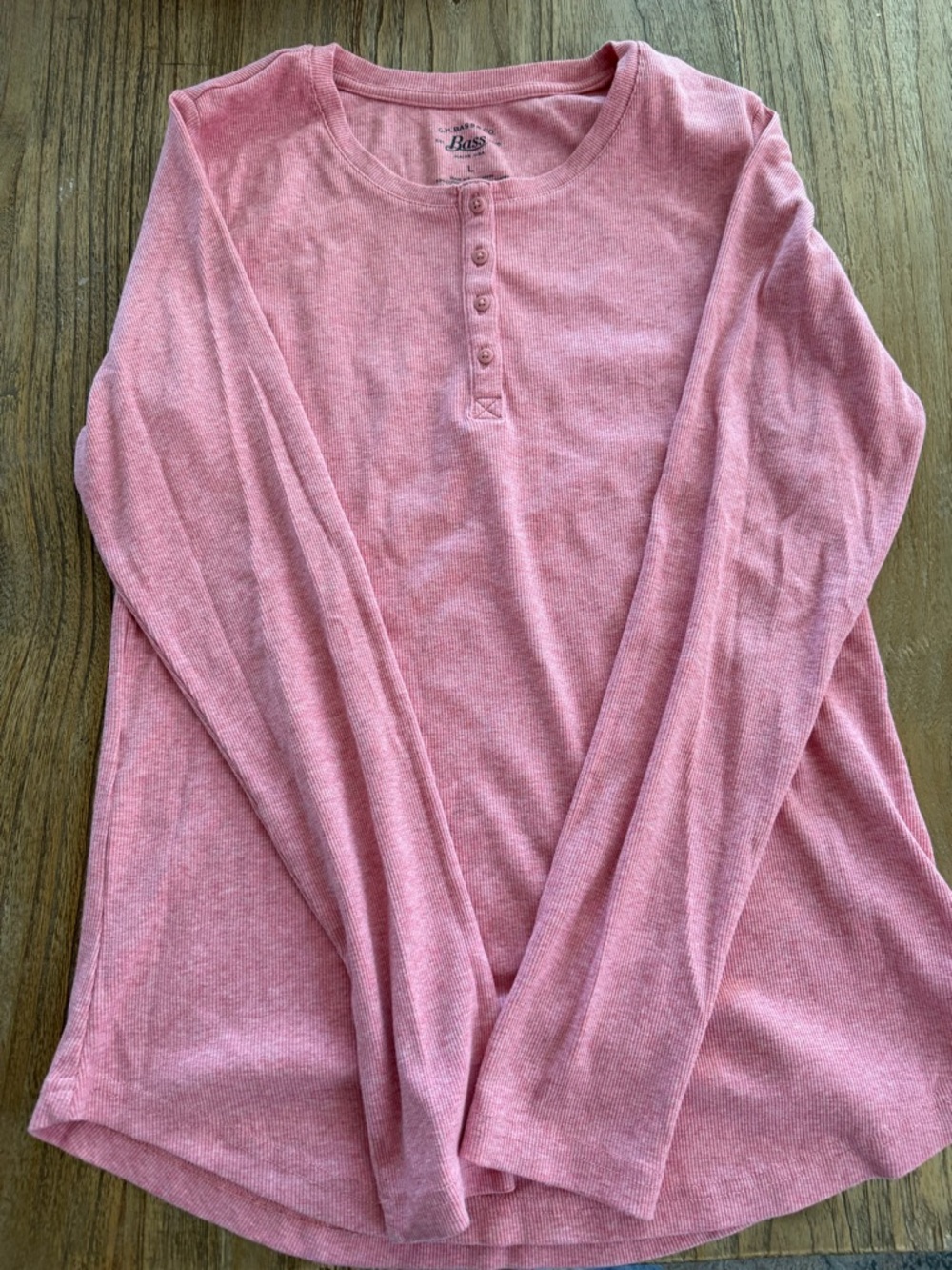 Bass Long Sleeve Henley Top - Pink, Size L